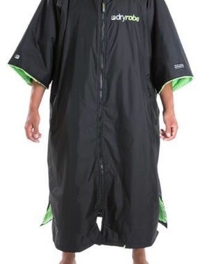 Men’s Waterproof Changing Robe in Black with Lime Lining